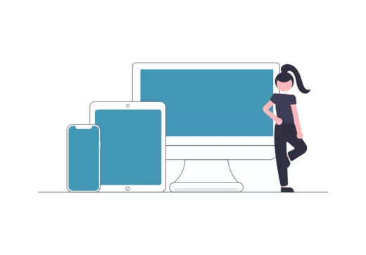 Icon of person in front of computer