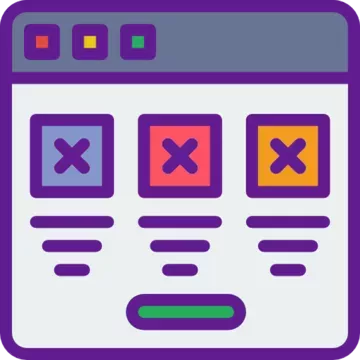 browser with three columns and a button